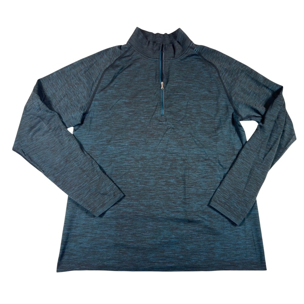 Lululemon Metal‎ Vent Tech 1/2 Zip 2.0 Pullover Mens XL Teal Black Space Dye